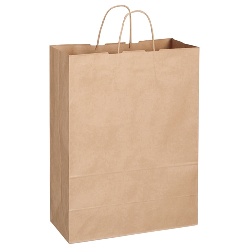 TANOSEE 紙手提袋 丸紐 特大 ヨコ360×タテ480×マチ幅170mm 茶無地 50枚 6袋/箱(ご注文単位1箱)【直送品】