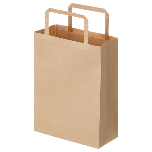 TANOSEE 紙手提袋 平紐 極小 ヨコ180×タテ240×マチ幅80mm 茶無地 50枚 6袋/箱(ご注文単位1箱)【直送品】