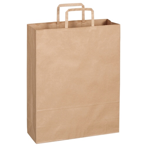 TANOSEE 紙手提袋 平紐 大 ヨコ320×タテ400×マチ幅115mm 茶無地 50枚/袋(ご注文単位1袋)【直送品】