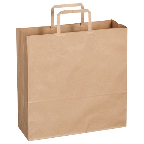 TANOSEE 紙手提袋 平紐 中 ヨコ320×タテ320×マチ幅115mm 茶無地 50枚 6袋/箱(ご注文単位1箱)【直送品】