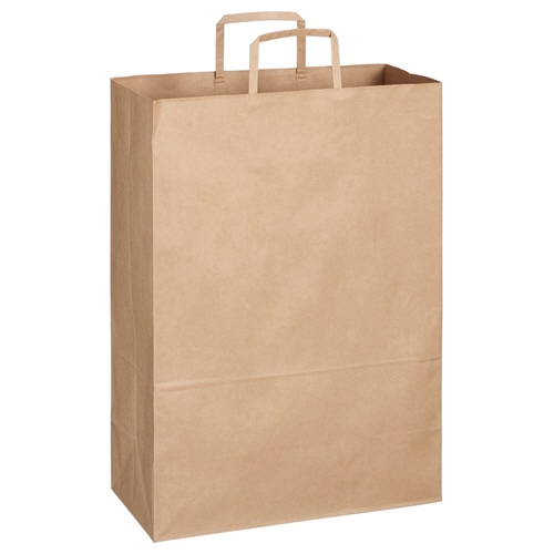 TANOSEE 紙手提袋 平紐 特大 ヨコ340×タテ480×マチ幅170mm 茶無地 50枚/袋(ご注文単位1袋)【直送品】