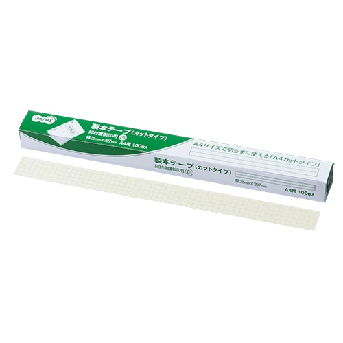 TANOSEE 製本テープ 契約書割印用 25×297mm ホワイト 100枚/箱（ご注文単位1箱）【直送品】