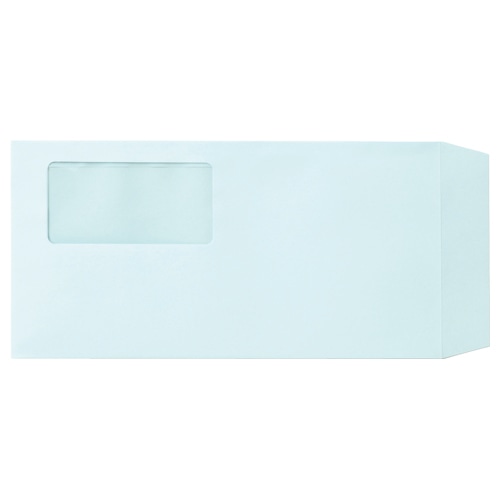 TANOSEE 窓付封筒 裏地紋なし 長3 テープのりなし 80g/㎡ ブルー(窓：フィルム) 業務用パック 1000枚/箱（ご注文単位1箱）【直送品】