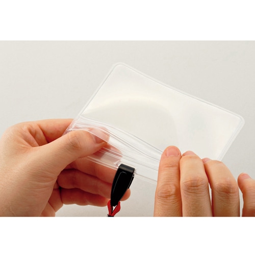 TANOSEE 吊下げ名札 防水チャック付 黄 50個/箱(ご注文単位1箱)【直送品】