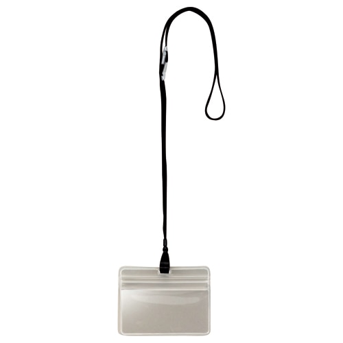 TANOSEE 吊下げ名札 防水チャック付 黒 10個/袋(ご注文単位1袋)【直送品】