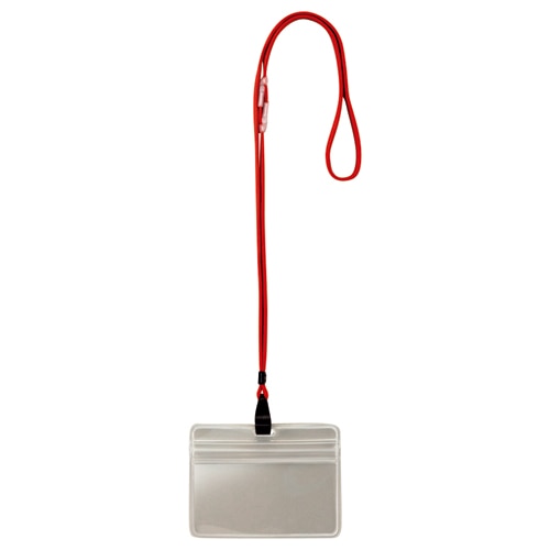 TANOSEE 吊下げ名札 防水チャック付 赤 10個/袋(ご注文単位1袋)【直送品】