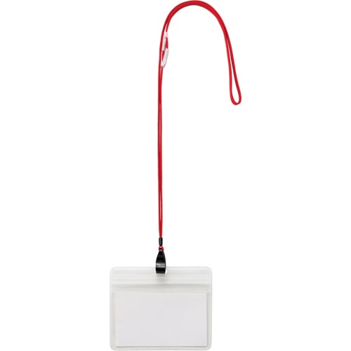 TANOSEE 吊下げ名札 防水チャック付 大 赤 10個/袋(ご注文単位1袋)【直送品】