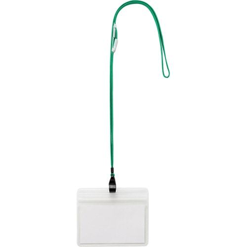 TANOSEE 吊下げ名札 防水チャック付 大 緑 10個/袋(ご注文単位1袋)【直送品】