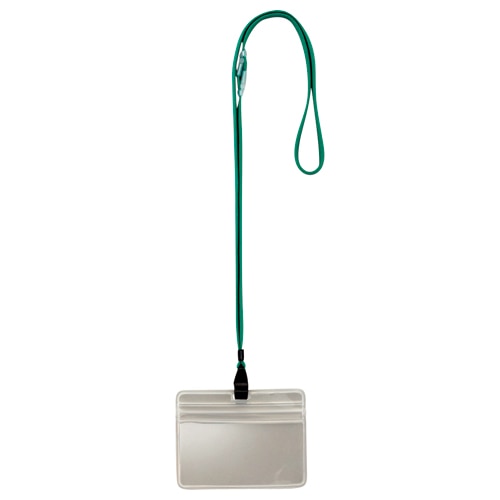 TANOSEE 吊下げ名札 防水チャック付 緑 50個/箱(ご注文単位1箱)【直送品】