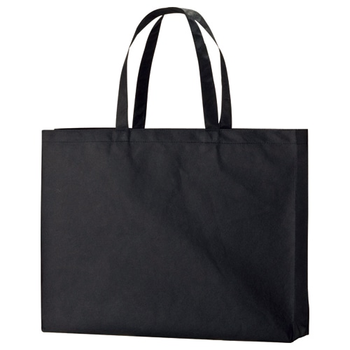 TANOSEE 不織布バッグ 大 ヨコ530×タテ400×マチ幅120mm ブラック 10枚/袋（ご注文単位1袋）【直送品】
