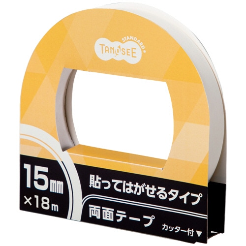 TANOSEE 両面テープ 貼ってはがせるタイプ カッター付 15mm×18m 10巻/セット(ご注文単位1セット)【直送品】