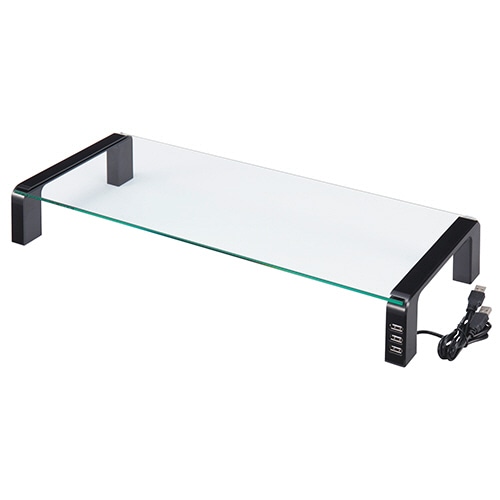 キングジム デスクボード USBハブ付 W550×D230×H80mm 天板：透明無色 脚：ブラック THDBU-20K 1台（ご注文単位1台）【直送品】
