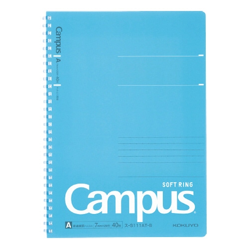 コクヨ キャンパス ソフトリングノート セミB5 A罫 40枚 ブルー ス-S111AT-B 1冊（ご注文単位1冊）【直送品】