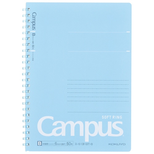 コクヨ キャンパス ソフトリングノート(ドット入り罫線 カットオフ) A5 B罫 50枚 ブルー ス-S131BT-B 5冊/セット（ご注文単位1セット）【直送品】