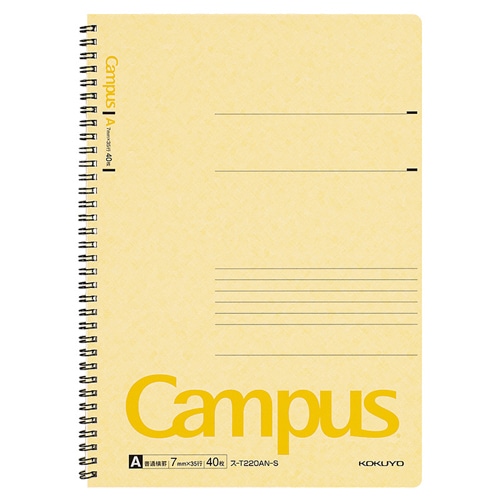 コクヨ キャンパス ツインリングノート A4 A罫 40枚 黄 ス-T220AN-S 1冊（ご注文単位1冊）【直送品】