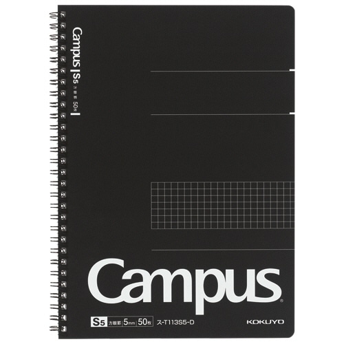 コクヨ キャンパス ツインリングノート セミB5 5mm方眼罫(カットオフ) 50枚 ス-T113S5-D 1冊（ご注文単位1冊）【直送品】
