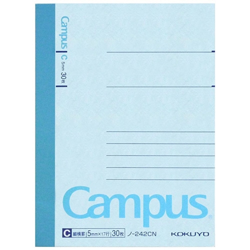 コクヨ キャンパスノート(細横罫) A7変形 C罫 30枚 ノ-242CN 20冊/セット(ご注文単位1セット)【直送品】