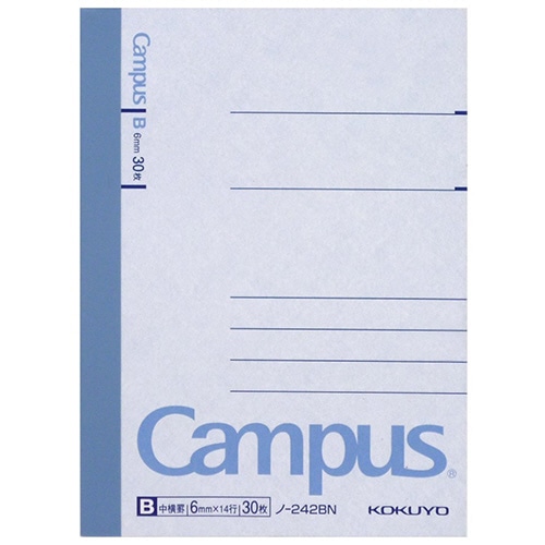 コクヨ キャンパスノート(中横罫) A7変形 B罫 30枚 ノ-242BN 20冊/セット(ご注文単位1セット)【直送品】