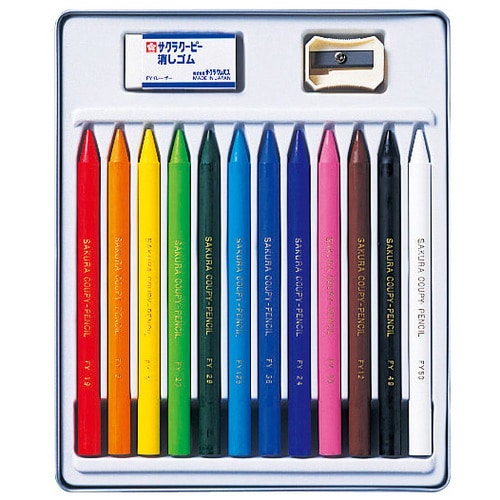 サクラクレパス クーピーペンシル 12色(各色1本) 缶入 FY12 1缶(ご注文単位1缶)【直送品】