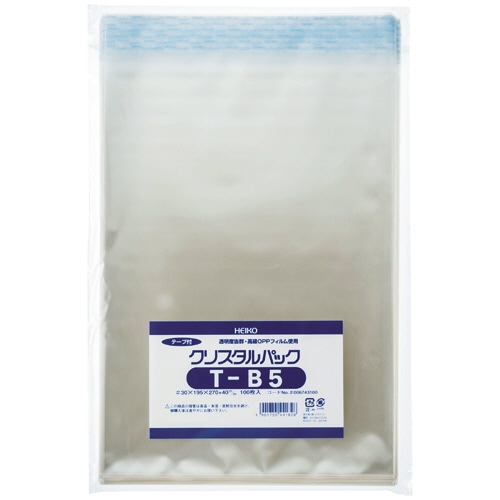 シモジマ HEIKO クリスタルパック T(テープ付) T-B5 0.03×195×270＋40mm #6743100 100枚/袋（ご注文単位1袋）【直送品】