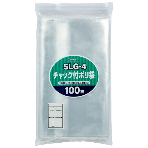 ジャパックス チャック付きポリ袋 SLサイズ SLG-4 100枚/袋（ご注文単位1袋）【直送品】