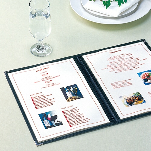 セキセイ レシピアン メニューファイル A4対応 4ページ ブラック ME-1000-60 1冊（ご注文単位1冊）【直送品】