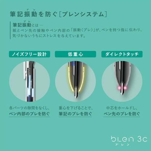 ゼブラ 3色エマルジョンボールペン ブレン3C 0.5mm (軸色:黒) B3AS88-BK 1本(ご注文単位1本)【直送品】