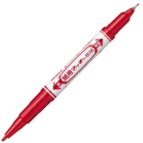 ゼブラ 水性マーカー 紙用マッキー極細(細＋極細) 赤 WYTS5-R 1本（ご注文単位1本）【直送品】