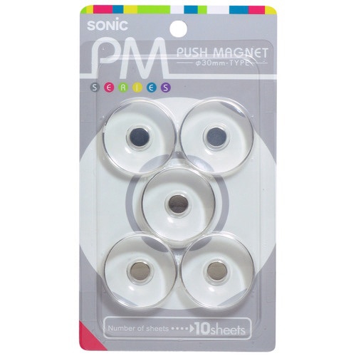 ソニック PM プッシュマグネット 直径30×高さ6.5mm 透明 MG-793-T 5個/袋（ご注文単位1袋）【直送品】