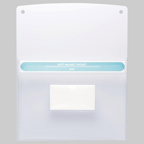ソニック ソフトマグネットポケット A4 カードホルダー付 MP-5973-W 1個（ご注文単位1個）【直送品】