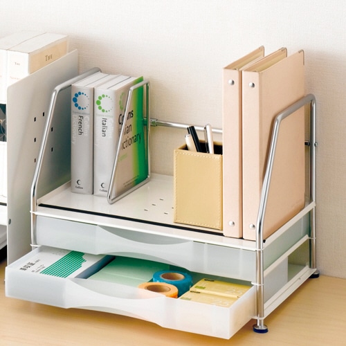 トヨダプロダクツ ブックスタンド レターケース付 W350mm ホワイト LCST-2BS 1台(ご注文単位1台)【直送品】