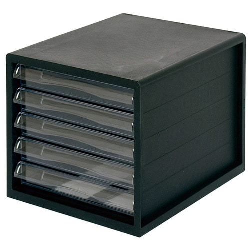 ナカバヤシ レターケース A4タテ 浅5段 ブラック A4E-05B 1台（ご注文単位1台）【直送品】