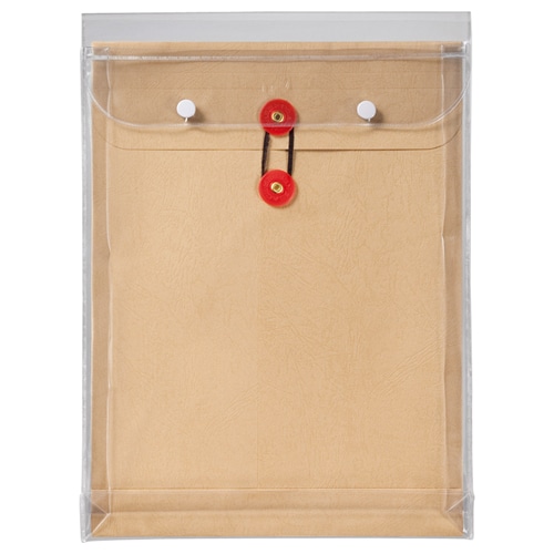 ピース マチヒモ付ビニール保存袋 レザック 角2 184g/㎡ 茶 業務用パック 912-30 3枚/袋（ご注文単位1袋）【直送品】