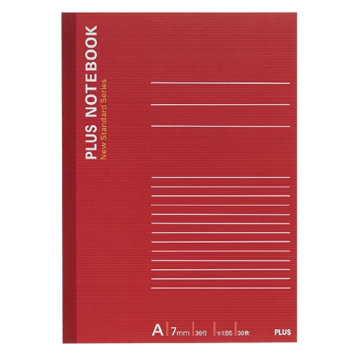 プラス ノートブック セミB5 A罫7mm 30行 30枚 レッド NO-003AS 1冊（ご注文単位1冊）【直送品】
