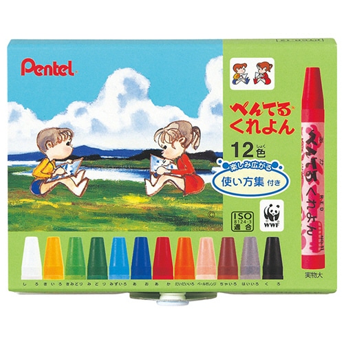 ぺんてる くれよん 12色(各色1本) PTCR-12 1箱(ご注文単位1箱)【直送品】