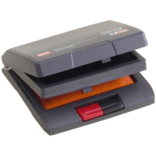 マックス 瞬乾2段式ワンタッチスタンプ台 中形 黒/朱 SA-214NWカミバコ 1個(ご注文単位1個)【直送品】