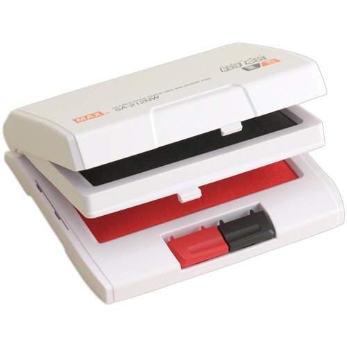 マックス 瞬乾2段式ワンタッチスタンプ台 中形 黒/赤 SA-212NWカミバコ 1個(ご注文単位1個)【直送品】