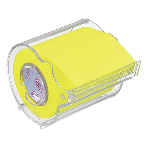 ヤマト メモック ロールテープ 蛍光紙 カッター付 50mm幅 レモン RK-50CH-LE 1個（ご注文単位1個）【直送品】