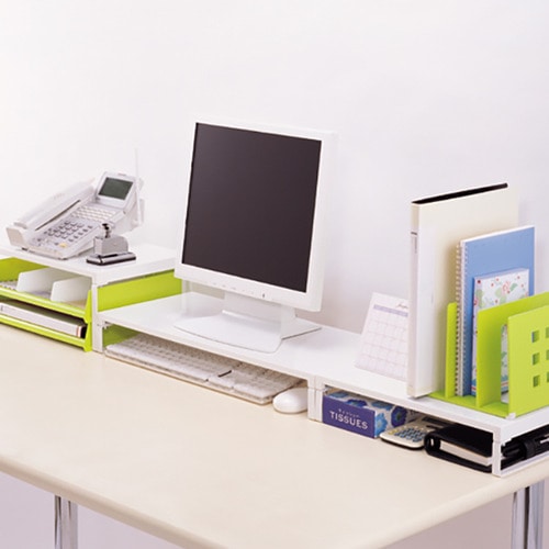 リヒトラブ 机上台 W390×D250×H80mm 黄緑 A-7330-6 1台(ご注文単位1台)【直送品】