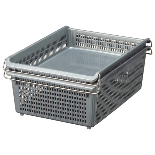 伊藤忠リーテイルリンク スタックトレーメタルハンドル付 浅型小 グレー STA4S 1個(ご注文単位1個)【直送品】