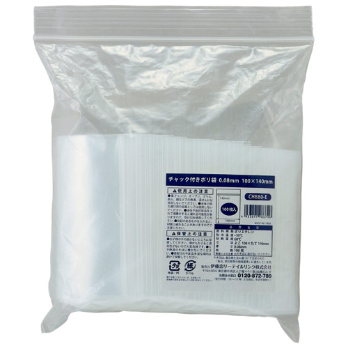 伊藤忠リーテイルリンク チャック付ポリ袋 0.08×100×140mm CHB80-E 100枚/袋（ご注文単位1袋）【直送品】