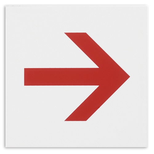 光 アクリルマット板サイン 矢印 テープ付 タテ100×ヨコ100×厚み2mm 白 KMP1051-4 1枚（ご注文単位1枚）【直送品】