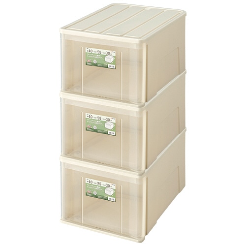 天馬 たっぷり収納ケース 55L W400×D550×H300mm ホワイト/クリア 3個/セット(ご注文単位1セット)【直送品】