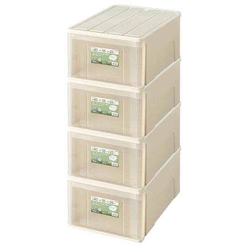 天馬 たっぷり収納ケース 55M W400×D550×H250mm ホワイト/クリア 4個/セット(ご注文単位1セット)【直送品】