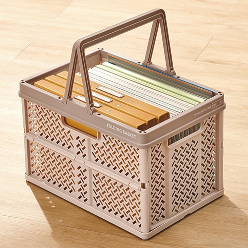 天馬 折りたたみバスケット L ベージュ 1個（ご注文単位1個）【直送品】