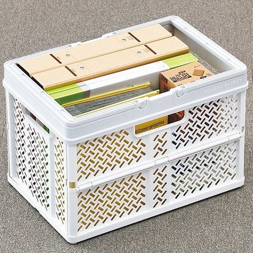 天馬 折りたたみバスケット M ホワイト 1個（ご注文単位1個）【直送品】