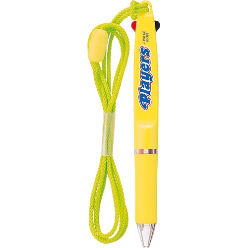 三菱鉛筆 ストラップ付2色ボールペン プレイヤーズ 0.7mm (軸色：黄) SE382.2 1本（ご注文単位1本）【直送品】