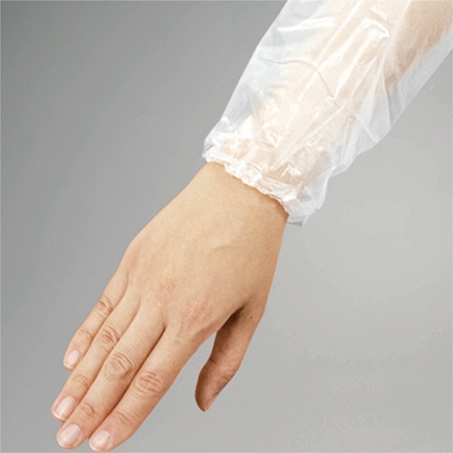 オオサキメディカル プラスハート 使い捨て介護用エプロン 長袖 透明 5枚/袋(ご注文単位1袋)【直送品】