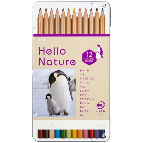 トンボ鉛筆 ハローネイチャー 缶入色鉛筆 12色(各色1本) コウテイペンギン CB-KHNEP0312C 12本/箱(ご注文単位1箱)【直送品】