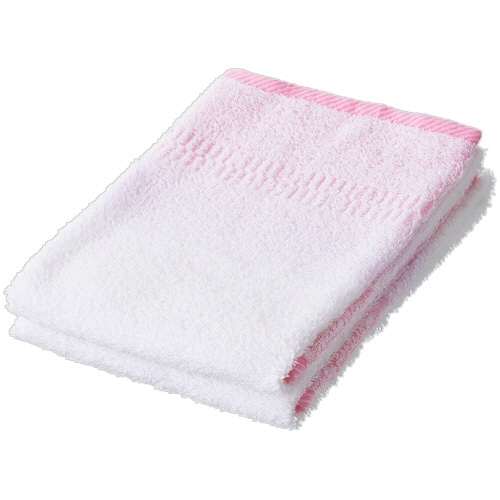 林 ノモス加工 ピュアボーダー フェイスタオル ピンク FN200152 2枚/袋(ご注文単位1袋)【直送品】